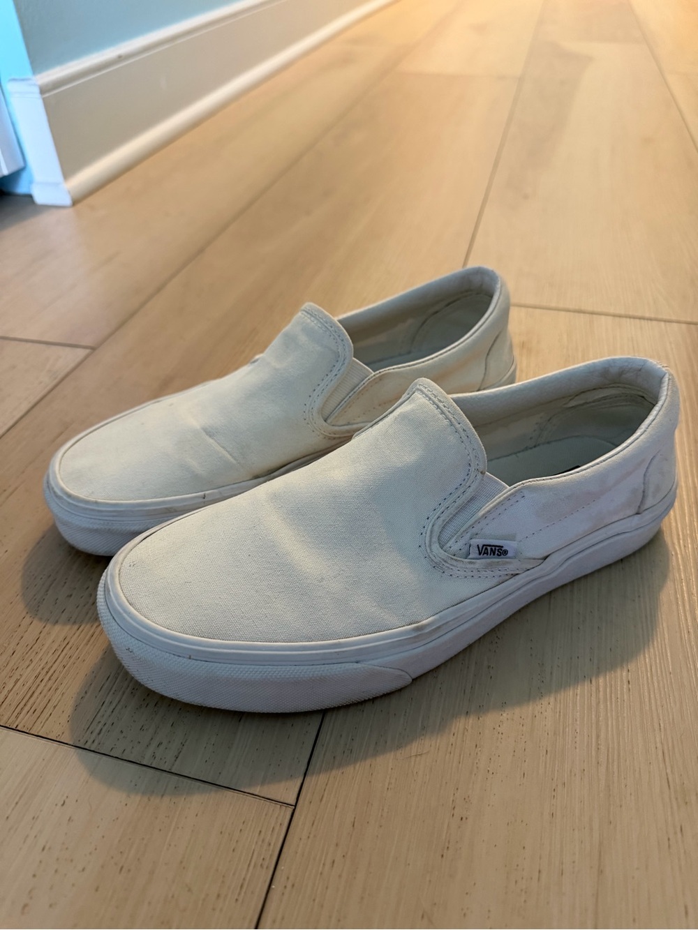 White Slip On Vans